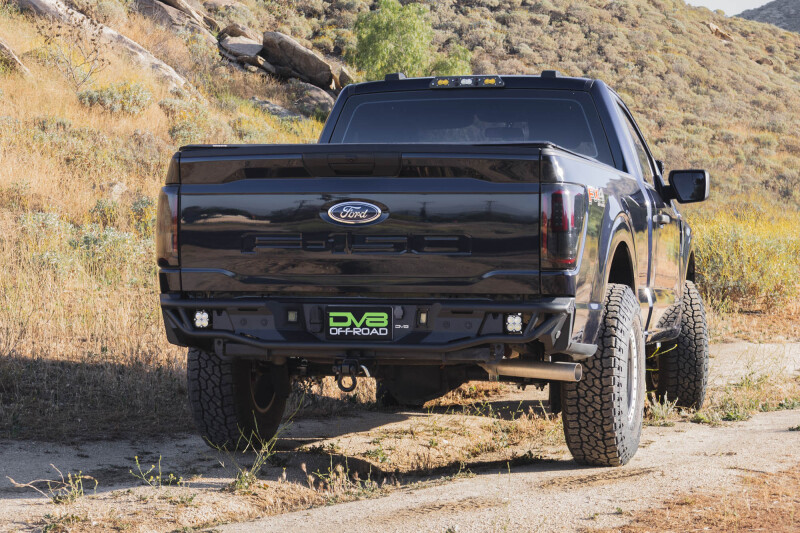Ford F-150 Rear Bumper - DV8 Offroad - Tube design, Single exhaust models - Micro-texture black powder coat - `21-`26